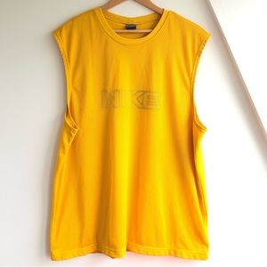 Vintage Y2K Nike Silver Tag Spell out Mesh Jersey Yellow Tank Top Sz XXL